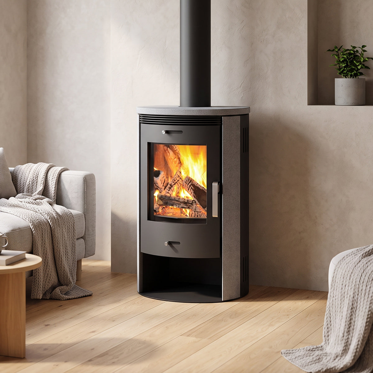 NYBORG 4.0 GTS Kaminofen im Wohnzimmer
