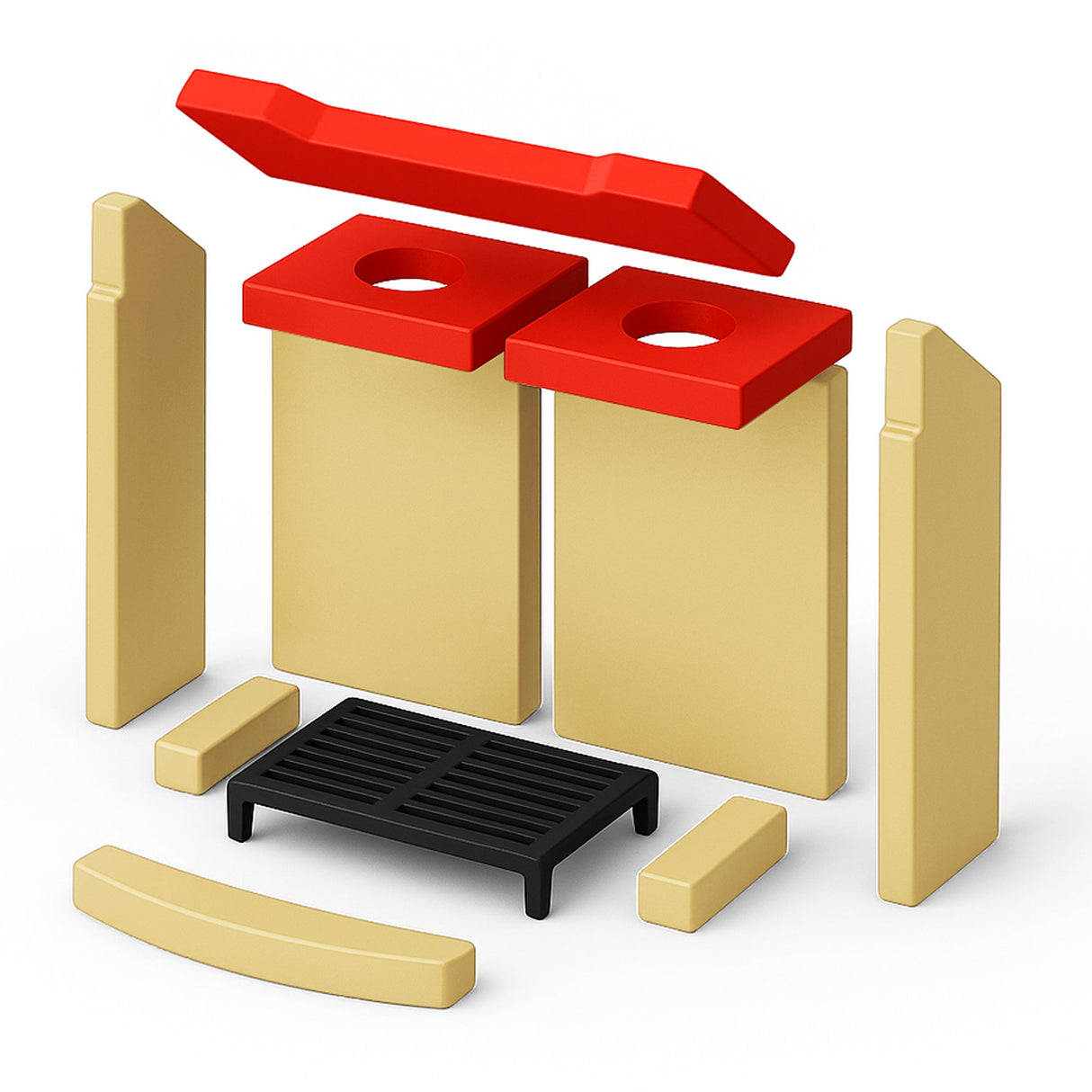 Umlenkplatten - Set 3 - teilig (oben) für PAMIR Kaminofen - ACCENTE