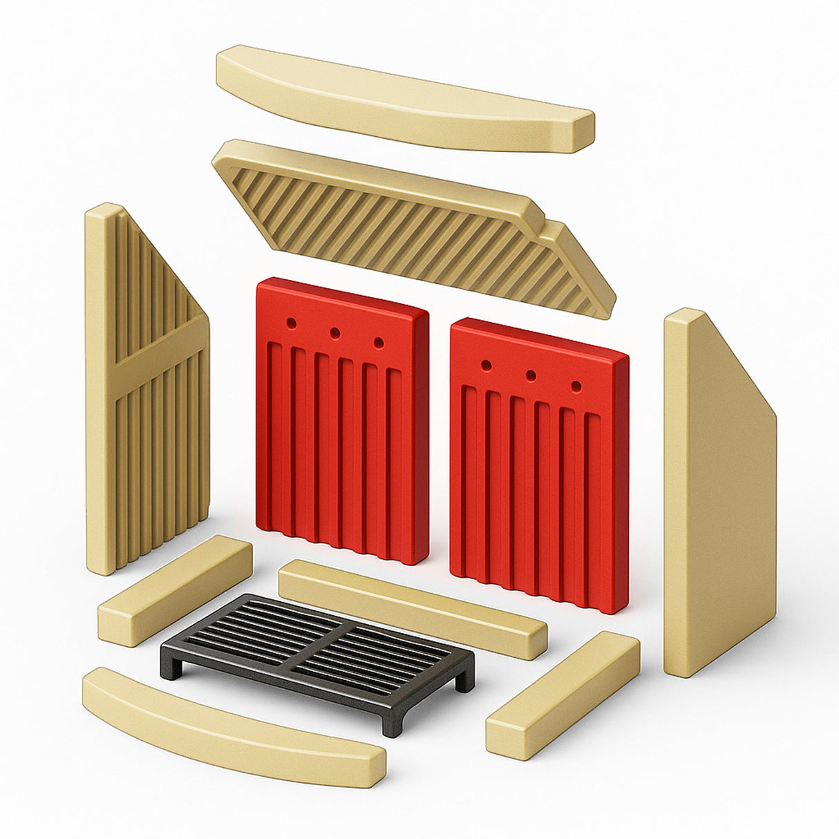 Brennraumplatten-Set 2-teilig (hinten) für TIFANO Kaminofen