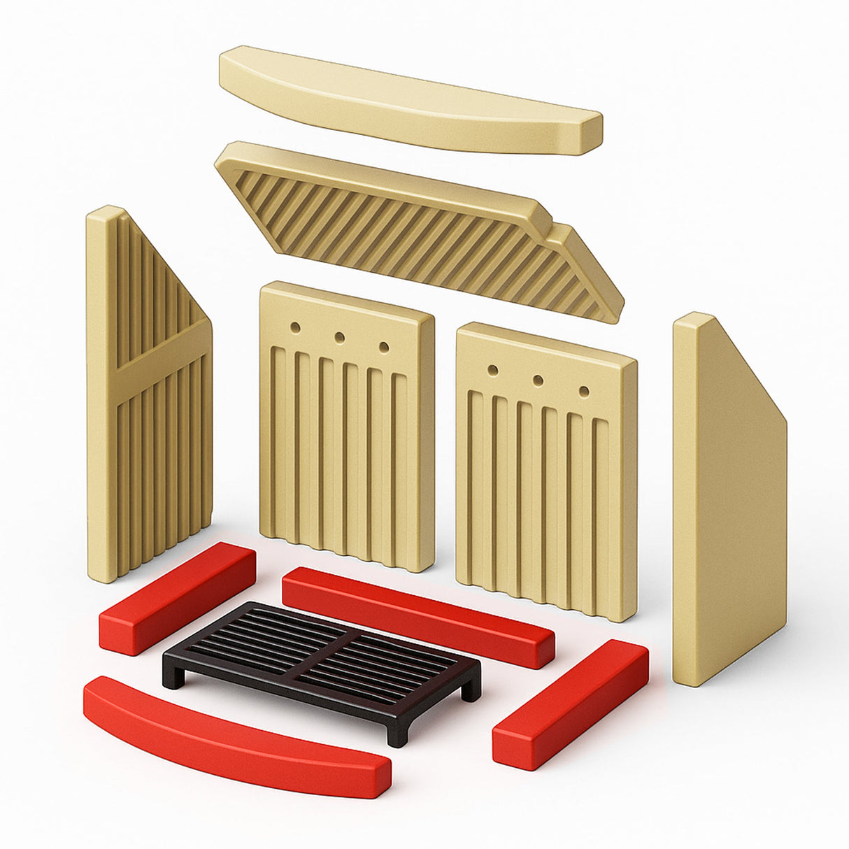 Brennraumplatten-Set 4-teilig (unten) für TIFANO Kaminofen