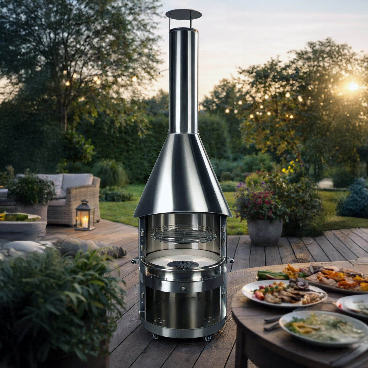 ACCENTE Grillkamin Edelstahl mit zusätzlicher Kaminfunktion