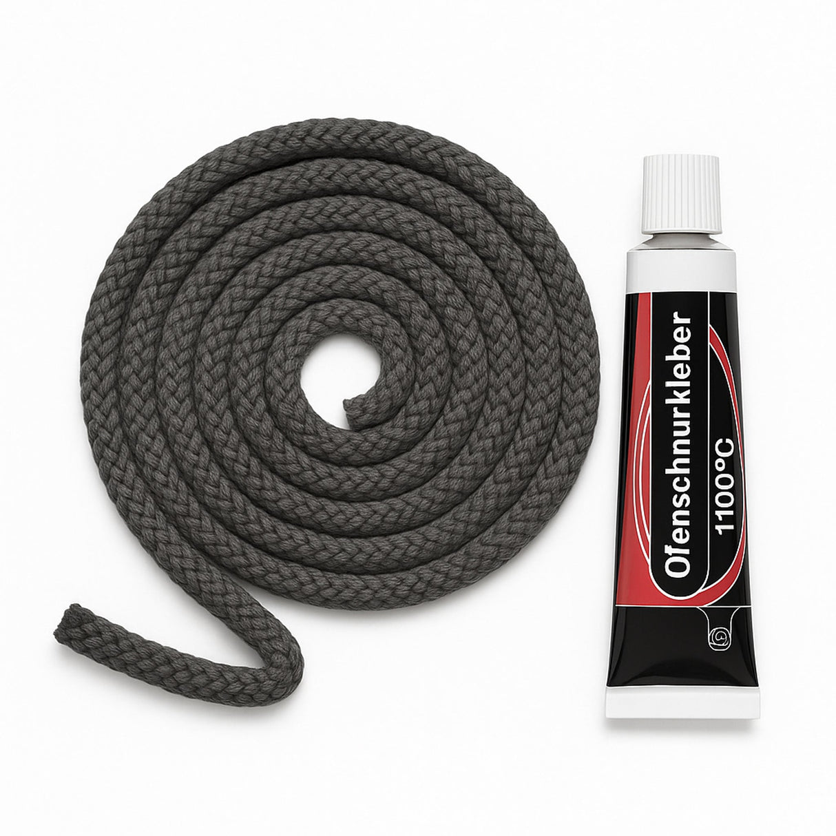 Türdichtschnur 12 mm / 10 mm, 2 m für Kaminöfen (inkl. Klebematerial) - ACCENTE